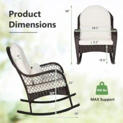 Tangkula 2PCS Patio Wicker Rocking Chair W/ White Seat Cushions & Lumbar Pillow Porch -Tangkula Shop GUEST 31ac58bd 5170 4039 97b1 3e9b3eb92ee0