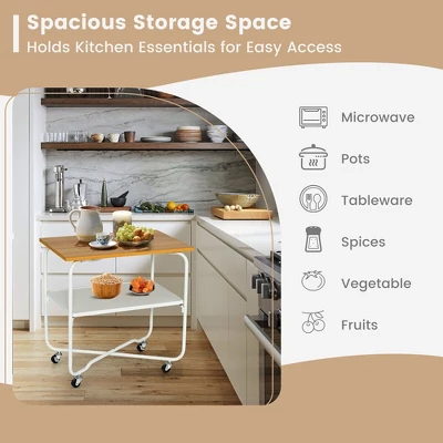 Tangkula 2-Tier Folding Rolling Cart Kitchen Utility Cart Tool-Free Installing 5 Tangkula 2-Tier Folding Rolling Cart Kitchen Utility Cart Tool-Free Installing - Image 5