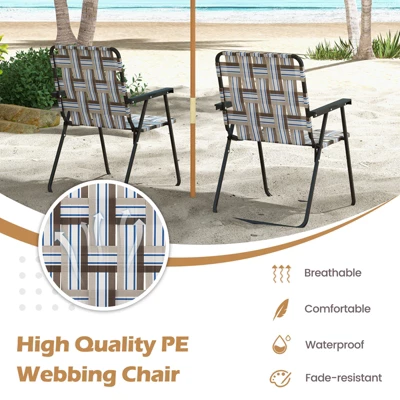 Tangkula Set of 4 Folding Webbed Lawn Chairs with Heavy-Duty Metal Frame 3 Tangkula Set of 4 Folding Webbed Lawn Chairs with Heavy-Duty Metal Frame - Image 3