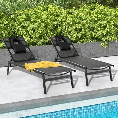 Tangkula 2 Pieces Patio Sunbathing Lounge Chair W/ Face Hole & Detachable Head Pillows Poolside 1 Tangkula 2 Pieces Patio Sunbathing Lounge Chair W/ Face Hole & Detachable Head Pillows Poolside