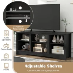 Tangkula 58" TV Stand Entertainment Center W/ 3-Adjustable Shelves For 65" TV Black 14 Tangkula 58" TV Stand Entertainment Center W/ 3-Adjustable Shelves For 65" TV Black -Tangkula Shop GUEST 321ca649 c004 49a6 b102 3b3927fd3c51