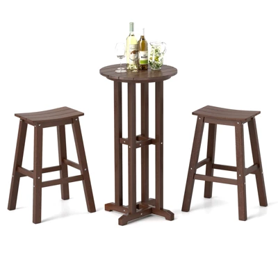 Tangkula 3PCS Outdoor HDPE Bar Table & Chair Set For 2 W/ Footrests For Garden Yard Pool 10 Tangkula 3PCS Outdoor HDPE Bar Table & Chair Set For 2 W/ Footrests For Garden Yard Pool - Image 10