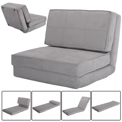 Tangkula Fold Down Chair Convertible Couch GrayBlack 1 Tangkula Fold Down Chair Convertible Couch GrayBlack