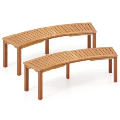 Tangkula Outdoor Curved Bench Set Of 2 Acacia Wood Fire Pit Bench W/Slatted Seat Patio Backless 2-Person Seating For Porch Yard 15 Tangkula Outdoor Curved Bench Set Of 2 Acacia Wood Fire Pit Bench W/Slatted Seat Patio Backless 2-Person Seating For Porch Yard -Tangkula Shop GUEST 325dd7d6 9e11 47f9 a059 6c84ddbb0232