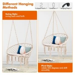 Tangkula Hanging Hammock Chair Macrame Swing Chair With Soft Cushion For Bedroom, Patio, Backyard, Balcony -Tangkula Shop GUEST 32bfcb1e a3e7 41b8 aa3b 774fe151a895