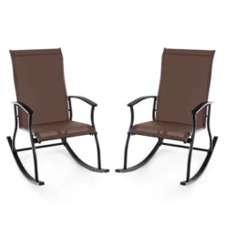 Tangkula Set of 2 Outdoor Rocking Chairs with Breathable Fabric - Brown 17 Tangkula Set of 2 Outdoor Rocking Chairs with Breathable Fabric - Brown -Tangkula Shop GUEST 330c27b5 729d 4d25 bd58 0498ff42d2a4