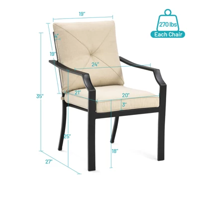 Tangkula 4 PCS Patio Dinning Chairs Cushioned Chairs W/Steel Frame For Garden Backyard & Poolside 2 Tangkula 4 PCS Patio Dinning Chairs Cushioned Chairs W/Steel Frame For Garden Backyard & Poolside - Image 2