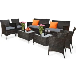 Tangkula 8PCS Patio Rattan Conversation Furniture Set Outdoor W/ Cushion -Tangkula Shop GUEST 334ca507 94ea 40f0 aeec 5737bdb44fc6