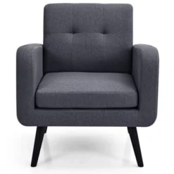 Tangkula Modern Upholstered Accent Chair Linen Fabric Single Sofa With Rubber Wood Leg Grey/ Blue 9 Tangkula Modern Upholstered Accent Chair Linen Fabric Single Sofa With Rubber Wood Leg Grey/ Blue -Tangkula Shop GUEST 335a546e 9297 4f9e b450 0ad7ef4cbfa1