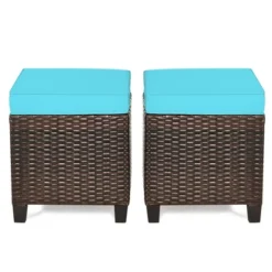 Tangkula Set Of 2 Patio Rattan Ottoman Footrest Garden Outdoor W/ Brown/Turquoise/Navy Cushion 21 Tangkula Set Of 2 Patio Rattan Ottoman Footrest Garden Outdoor W/ Brown/Turquoise/Navy Cushion -Tangkula Shop GUEST 33622617 d689 49ce 9b4a ffa6e11f6889