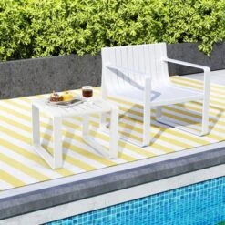 Tangkula 18-Inch Outdoor Side Table Set of 2 - Weather Resistant Adirondack Design