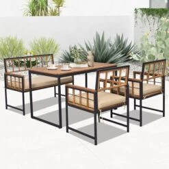 Tangkula 4 Pieces Acacia Wood Patio Dining Set W/ 1 Rectangular Table & 1 Loveseat & 2 Armchairs 5 Tangkula 4 Pieces Acacia Wood Patio Dining Set W/ 1 Rectangular Table & 1 Loveseat & 2 Armchairs -Tangkula Shop GUEST 33858b4b b0f0 479c a625 2c9f8f0e393c