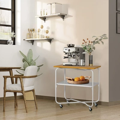 Tangkula 2-Tier Folding Rolling Cart Kitchen Utility Cart Tool-Free Installing 1 Tangkula 2-Tier Folding Rolling Cart Kitchen Utility Cart Tool-Free Installing