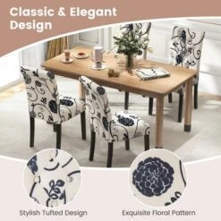 Tangkula Upholstered Dining Chairs Set Of 4 Tufted Fabric Kitchen Chairs W/Padded Seat & Rubber Wood Legs Farmhouse Accent Chairs -Tangkula Shop GUEST 33a09c56 af4f 4c80 b800 799bbff9590a
