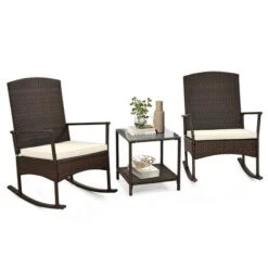 Tangkula 3-Piece Outdoor Rocking Wicker Bistro Set with 2-Tier Side Table -Tangkula Shop GUEST 340d971a 22e7 489c 9d77 3c2a8652c61e