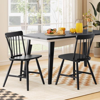 Tangkula Dining Chairs Set Of 4 Farmhouse Kitchen Chair W/ Rubber Wood Frame Wide Seat 3 Tangkula Dining Chairs Set Of 4 Farmhouse Kitchen Chair W/ Rubber Wood Frame Wide Seat - Image 3