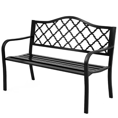 Tangkula Outdoor Chair Garden Patio Bench Cast Iron Frame Black 10 Tangkula Outdoor Chair Garden Patio Bench Cast Iron Frame Black - Image 10