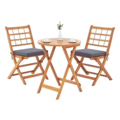 Tangkula 3 Piece Patio Wood Bistro Set Folding Table Chair Set W/Soft Seat Cushions Acacia Wood Frame High-Back Portable Chairs 18 Tangkula 3 Piece Patio Wood Bistro Set Folding Table Chair Set W/Soft Seat Cushions Acacia Wood Frame High-Back Portable Chairs -Tangkula Shop GUEST 347279d9 6938 4b8c b705 05df6936225f