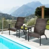 Tangkula 3PCS Rattan Bistro Chair Set Patio Furniture Set W/Table