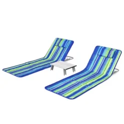 Tangkula 3PCS Folding Beach Mat Set Adjustable Beach Lounge Chair & Side Table Set -Tangkula Shop GUEST 34a0bafa 68ff 4a85 9aeb 0d260edf1579