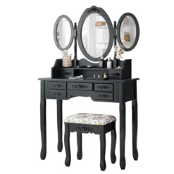 Tangkula Tri-Folding Mirror Vanity Makeup Set Dressing Table & Stool Unit W/ 7 Drawer 10 Tangkula Tri-Folding Mirror Vanity Makeup Set Dressing Table & Stool Unit W/ 7 Drawer -Tangkula Shop GUEST 34be8de6 67bf 4a2a bc71 b4114b5cd2a1