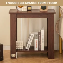 Tangkula 2pcs Wood End Table 2-tier Rectangular Side Table Home Accent Table W/ Storage Shelf Small Night Stands Sofa Side Coffee Table Mahogany/White -Tangkula Shop GUEST 34feb53f 1788 463b b542 1715da3acae7 1