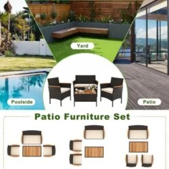 Tangkula 8 Piece Outdoor Patio Rattan Furniture Set with Acacia Wood -Tangkula Shop GUEST 35513453 d736 40c1 a3e5 6e3c2e929c51