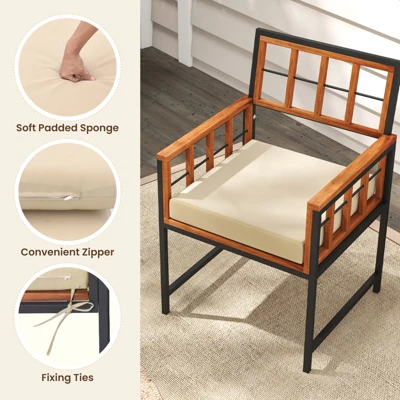 Tangkula 7-Piece Outdoor Dining Set with Acacia Wood Table and 6 Cushioned Armchairs 2 Tangkula 7-Piece Outdoor Dining Set with Acacia Wood Table and 6 Cushioned Armchairs - Image 2