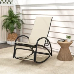 Tangkula 2-in-1 Outdoor Rocking Chair & Adjustable Lounge Chair