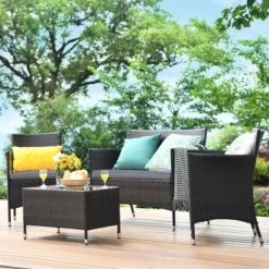 Tangkula 8PCS Patio Rattan Conversation Furniture Set Outdoor W/ Cushion -Tangkula Shop GUEST 359085cd 69c7 400d b73b a0e95319b842