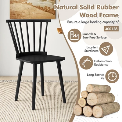 Tangkula 4 PCS Dining Chair Windsor High Spindle Back Wood Kitchen Chairs W/ Rubber Wood Frame 6 Tangkula 4 PCS Dining Chair Windsor High Spindle Back Wood Kitchen Chairs W/ Rubber Wood Frame - Image 6