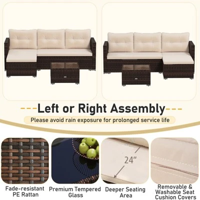 Tangkula 4-Piece Outdoor Sectional Furniture Set with 32-Inch Fire Pit Table 6 Tangkula 4-Piece Outdoor Sectional Furniture Set with 32-Inch Fire Pit Table - Image 6