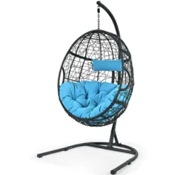 Tangkula Hanging Hammock Chair Egg Swing Chair W/ Blue Cushion Pillow Stand 15 Tangkula Hanging Hammock Chair Egg Swing Chair W/ Blue Cushion Pillow Stand -Tangkula Shop GUEST 35dd0386 6536 49a1 b447 7b13bf4d85de