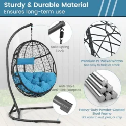 Tangkula Hanging Hammock Chair Egg Swing Chair W/ Blue Cushion Pillow Stand 12 Tangkula Hanging Hammock Chair Egg Swing Chair W/ Blue Cushion Pillow Stand -Tangkula Shop GUEST 35df1baa 9397 4c51 a422 c13836750d63