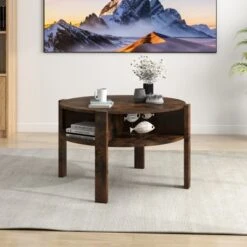 Tangkula Round Coffee Table With 4 Side Compartments 2-Tier Circle Coffee Table 11 Tangkula Round Coffee Table With 4 Side Compartments 2-Tier Circle Coffee Table -Tangkula Shop GUEST 36117c4e ec31 4053 b9c5 e3be2dab7cb4