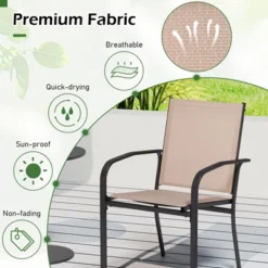 Tangkula Outdoor Dining Chairs Set Of 2 W/ Breathable Fabric Armrests High Back -Tangkula Shop GUEST 3613efb8 7684 4ec0 b5d7 7bdb6341fca0