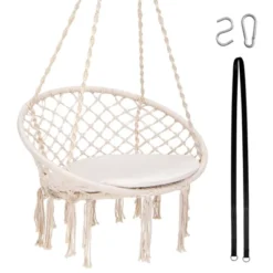 Tangkula Hanging Hammock Chair Macrame Swing Chair With Soft Cushion For Bedroom, Patio, Backyard, Balcony -Tangkula Shop GUEST 361fdcf7 a98c 4a09 b8a6 0da457c96a86