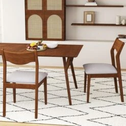 Tangkula Wooden Dining Chair Set Of 2 W/ Rubber Wood Frame Wide Padded Seat