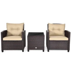 Tangkula 3-Piece Outdoor Wicker Conversation Set with Plush Cushions -Tangkula Shop GUEST 36938cce a022 42a6 bab4 ce5da96aa6fc