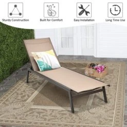 Tangkula 2PC Patio Chaise Lounger With 6-Postion Adjustable Backrest And Breathable Fabric Brown -Tangkula Shop GUEST 36dfb1c9 5a2c 4584 908d 82aa3f8e6750
