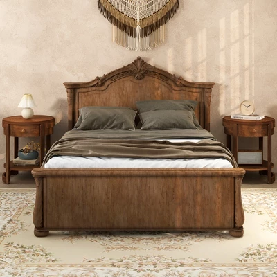 Tangkula 2-Tier Nightstand W/ Shelf & Wood Grains Drawer Round White/Brown 5 Tangkula 2-Tier Nightstand W/ Shelf & Wood Grains Drawer Round White/Brown - Image 5