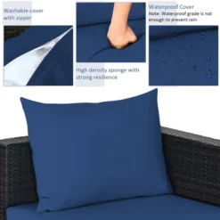 Tangkula 5PCS Cushioned Rattan Patio Conversation Set W/ Ottoman Navy Cushion 13 Tangkula 5PCS Cushioned Rattan Patio Conversation Set W/ Ottoman Navy Cushion -Tangkula Shop GUEST 36f98134 d73c 4706 a837 ba65679dd5da