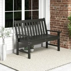 Tangkula 2-Person Outdoor Garden Park Bench - All-Weather HDPE Patio Loveseat