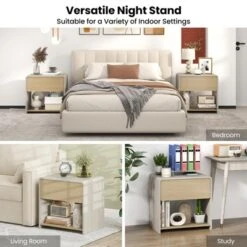Tangkula Modern Style Nightstand 2-Tier Sofa Side Bedside Table W/ Drawer & Open Shelf -Tangkula Shop GUEST 37448431 bd1a 4b63 9fe8 15f3a786ced3 1