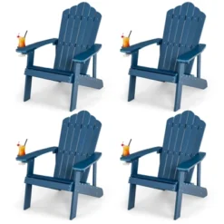 Tangkula 4PCS Adirondack Chair HIPS Adirondack Chair W/Cup Holder Realistic Wood Grain Weather Resistant Outdoor Chair For 380 LBS Weight Capacity Black/Navy/White/Teak/Dark Green/Red/Light Grey/Yellow -Tangkula Shop GUEST 376e4849 0ac8 4852 9eb6 dd1d08e57fab
