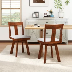 Tangkula Swivel Dining Chairs Set Of 4 Dining Room Chairs W/ Rubber Wood Frame -Tangkula Shop GUEST 378035ed 32f6 4ade b317 7f12c86065f3
