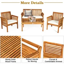 Tangkula 4-Piece Patio Acacia Wood Sofa Set Conversation Table Chairs With Beige Cushions 16 Tangkula 4-Piece Patio Acacia Wood Sofa Set Conversation Table Chairs With Beige Cushions -Tangkula Shop GUEST 3782758b d142 4a84 9cb5 6b199a1536ce