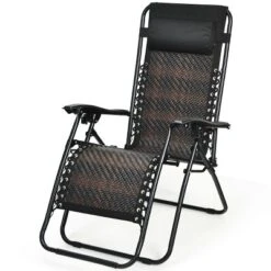 Tangkula Mix Brown Folding Recliner Patio Rattan Zero Gravity Lounge Chair With Headrest -Tangkula Shop GUEST 37a37cf4 dff0 4b68 8a33 07b217d63393