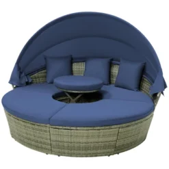 Tangkula Outdoor Round Daybed W/ Retractable Canopy & Side Table Backyard Poolside Lawn 11 Tangkula Outdoor Round Daybed W/ Retractable Canopy & Side Table Backyard Poolside Lawn -Tangkula Shop GUEST 37a39fe5 0825 4a41 95d2 b8aabad074a3