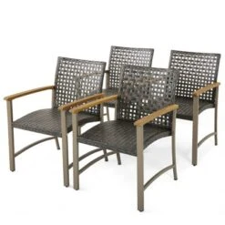 Tangkula Outdoor Rattan Chair Set Of 4 Patio PE Wicker Dining Chairs W/ Acacia Wood Armrests Balcony Poolside 18 Tangkula Outdoor Rattan Chair Set Of 4 Patio PE Wicker Dining Chairs W/ Acacia Wood Armrests Balcony Poolside -Tangkula Shop GUEST 37d98a54 5b88 40e2 b38a 6f2a426fe8dd
